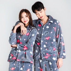 이라인 커플 밍크 수면잠옷 커플 수면 밍크잠옷 하트윙 카라