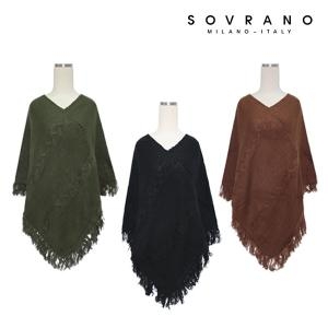 소브라노 브이넥 꽈배기니트 판초 숄