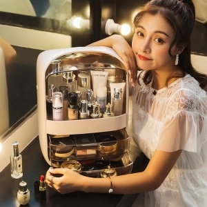 라운드 화장품 정리함 보관함 정리대 립스틱 화장대