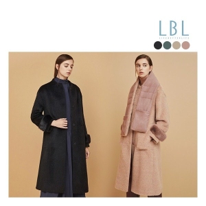  LBL 밍크 포인트 알파카 울 롱코트 + 다운머플러 SET