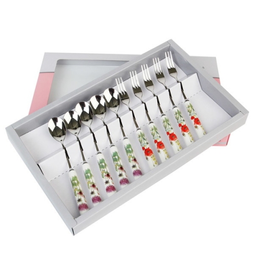 골든벨금속 야생화 도자기 티스푼+티포크