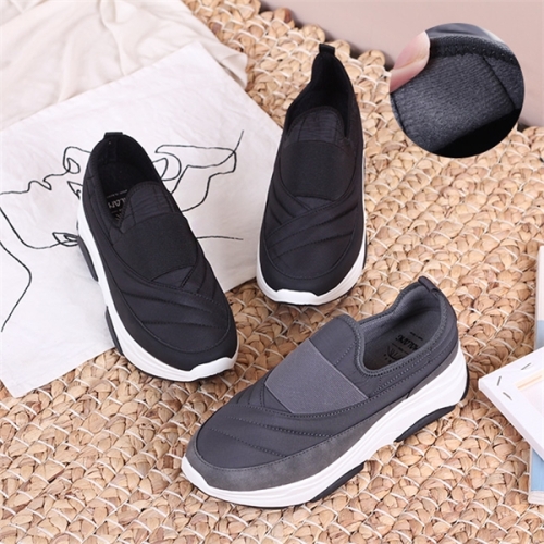 슈앤필 D알리 겨울 여성 기모 키높이 방한화 털 퍼 밴딩 운동화 스니커즈 슬립온 단화 로퍼