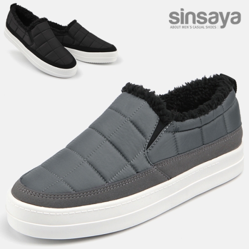 신사야 안감털 큐브패턴 패딩슬립온 SSY1584