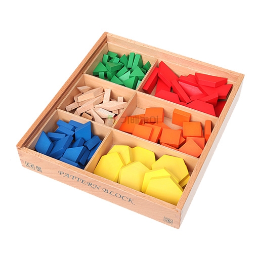 샘통  고급 패턴블럭112p 원목케이스 6가지 도형 도형퍼즐