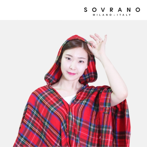 소브라노 1 1 크리스마스 체크 후드 망토 숄