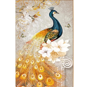 홈데코  보석십자수 금전수 금빛 공작