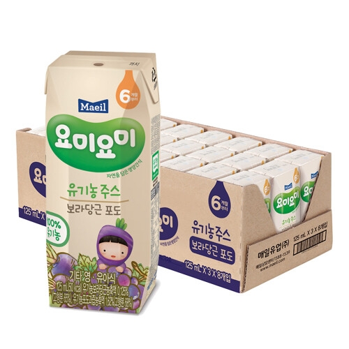 매일유업 요미요미 유기농 주스 보라,당근,포도 125ml