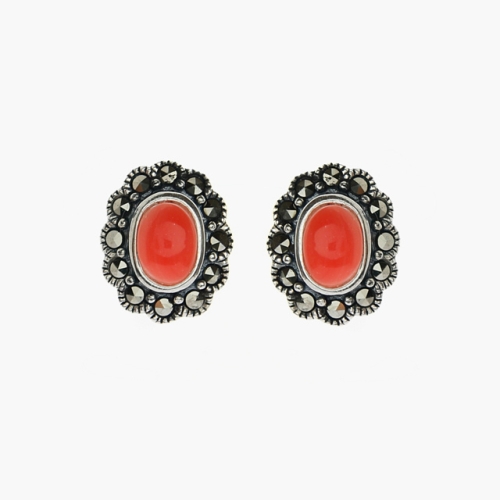 바이데이지  제이로렌 93M02392 3월탄생석 연산호 실버귀걸이