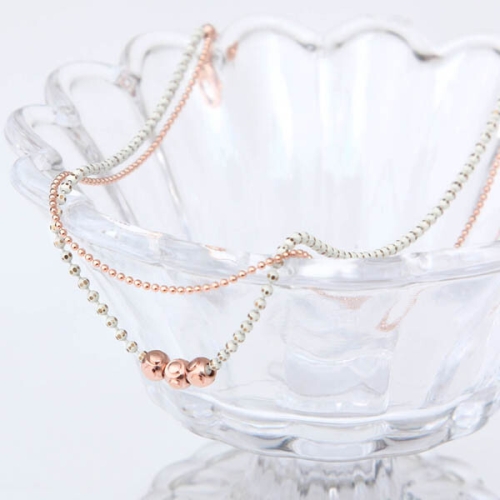 미니아트  연한 녹차 라떼 14Kgp 로즈골드 두줄 발찌 JR208