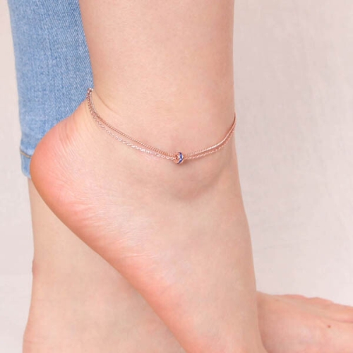 미니아트  프라하의 밤 14Kgp 로즈골드 두줄 발찌 JR212