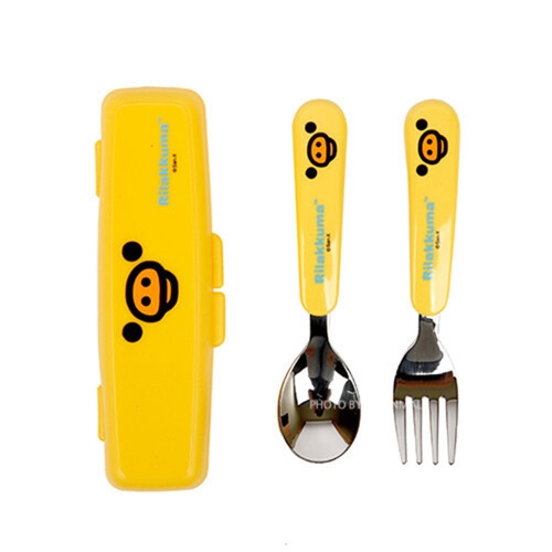 엠제이씨 리락쿠마 큐티스푼포크 케이스세트 얼굴 -옐로우