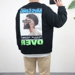 보스 오버핏  턴 프린팅 쭈리 면 맨투맨티셔츠 남여공용 3컬러  MCLO303