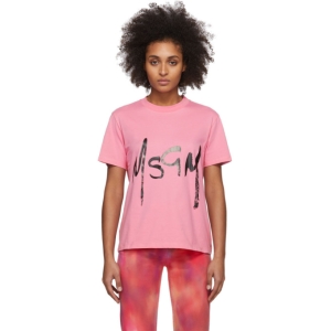  MSGM Pink Spray Logo T-Shirt