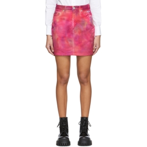  MSGM Pink Denim Tie-Dye Miniskirt