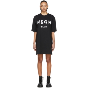  MSGM Black Artist Logo T-Shirt Dress