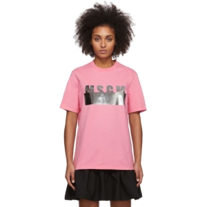  MSGM Pink Degrade Logo T-Shirt