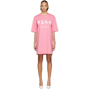  MSGM Pink Artist Logo T-Shirt Dress