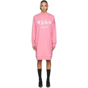  MSGM Pink Artist Logo Sweatshirt Dress