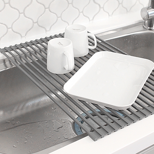 키친구  실리콘 설거지매트 싱크롤 물빠짐 롤 건조매트 싱크대선반 받침대