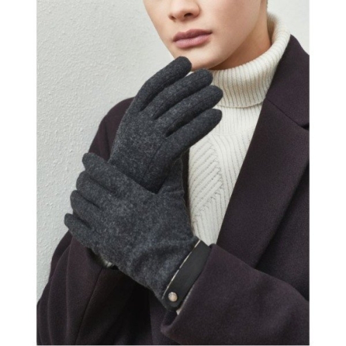 닥스 잡화  그레이 버튼 체크배색 울 남성장갑 WCGV8F102G3