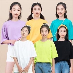 제니 제니 JN 오버핏 무지 반팔티 여름 여아 주니어 초등학생 라운드 반팔 티셔츠