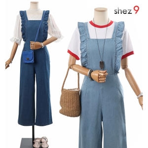 쉬즈넘버나인 엠마 프릴 데님 점프수트