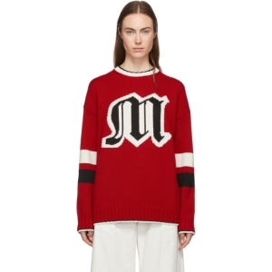  MSGM Red Knit Logo Sweater
