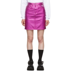  MSGM Pink Denim Metallic Miniskirt
