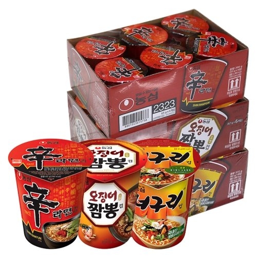 농심  신라면컵6개 + 오징어짬뽕컵6개 + 얼큰한너구리컵6개