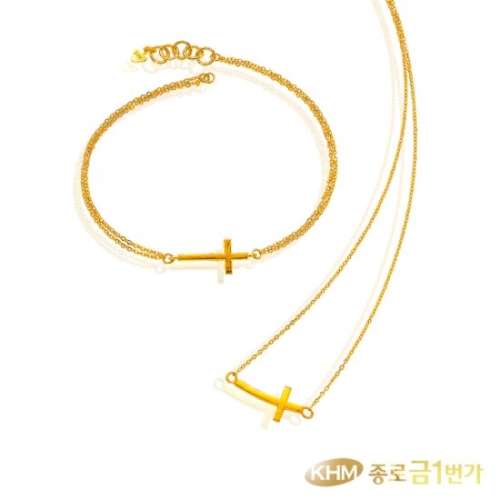 종로금1번가  순금 목걸이 팔찌 2종 택 심플 십자가 3.75g