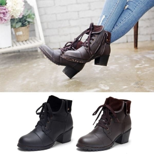 더말랑 천연소가죽 레이스업 치마 워커힐 YS558