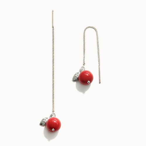 제이로렌  0M02427 3월탄생석 산호 실버귀걸이