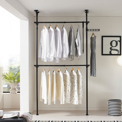 롯데알미늄 이지온 2단 옷날개 블랙 행거 EOB-202G