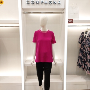 꼼빠니아 소매펀칭 라운드 블라우스 caau5-wrb920