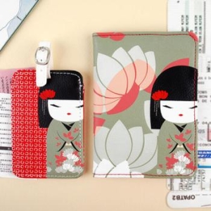 틱톡 AKIKO 트래블세트 여권지갑 + 네임택 (KF0280)