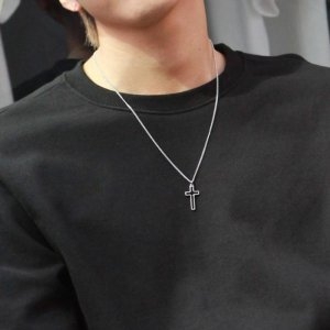 이어넥핸즈  써지컬스틸 블랙라인 십자가 목걸이  5633074