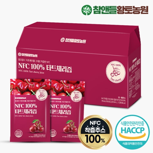 참앤들황토농원 NFC 100% 몽모랑시 타트체리즙 70ml 30포