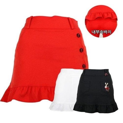 티앤디  T&D  여성 포인트단추 플레어 큐롯 골프스커트 ASYE4029