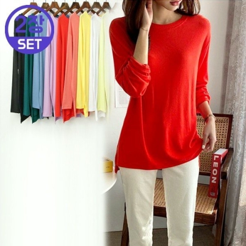 시드마켓  2장set 루즈핏 라운드 골지 티셔츠 20Z330B 빅사이즈 여성