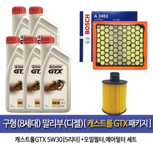 캐스트롤  구형말리부 8세대 2.0디젤 엔진오일교환세트 GTX 5L +필터OEM필터-A2451