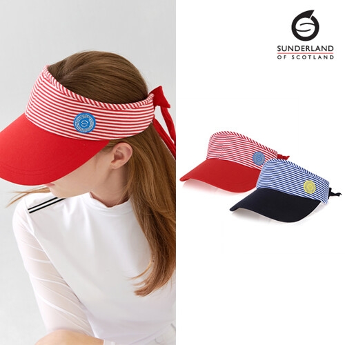 썬더랜드  여성 핫픽스 와펜포인트 스트라이프 골프 썬캡 (16822CP26)