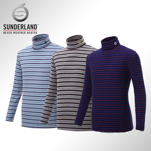 썬더랜드 남성 스트라이프 접이 목폴라 티셔츠 (16531TS03)