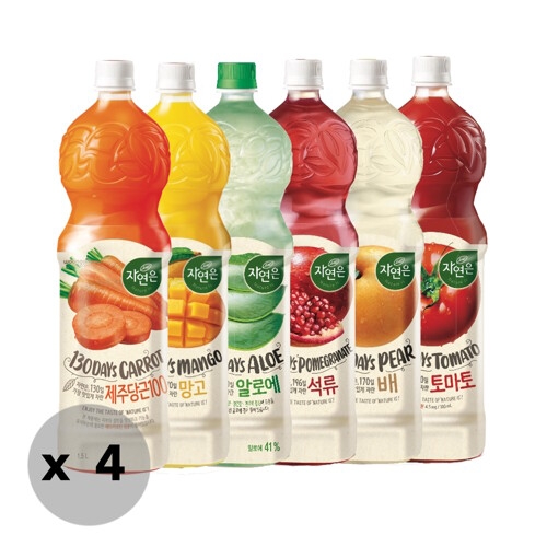 웅진식품 자연은 과일쥬스 1.5L x 4페트 토마토 알로에 등 6종 중 택1