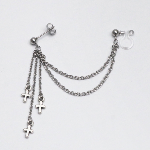 P0994w멀티 3중 십자가 체인 투핀 귓바퀴 귀찌 피어싱