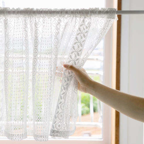 바자르 나폴리 뜨개 느낌 레이스 바란스 커튼/+압축봉