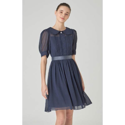 라인 NWOPKG05 메탈 레터링 밸트 쉬폰 원피스