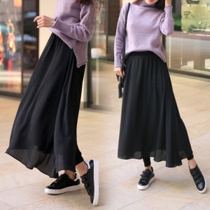 아웃사이즈 여성 쉬폰 롱 치마레깅스_OA1908152