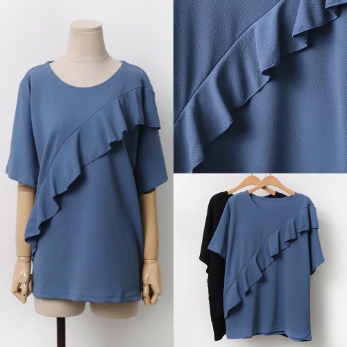 아이우먼 위쉬몰 WW 사선프릴엠보박스티 A129H008  빅사이즈 사이즈에서 자유로운 그녀~