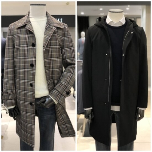 지이크 남성 체크 맥코트 후드 트렌치 코트_PYN7300