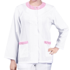 핑크 라운드 긴팔 얇은 위생복 급식실 식품 청소 EC38